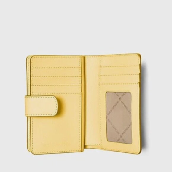 New Michael Kors Medium Crossgrain Leather Wallet Daisy Yellow with Gift Box - Picture 2 of 6